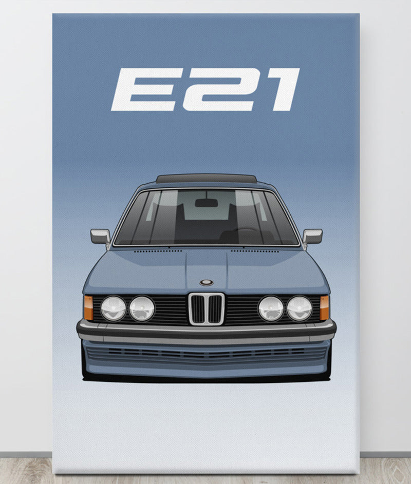 BMW E21 Saphirblau Canva Wall Art