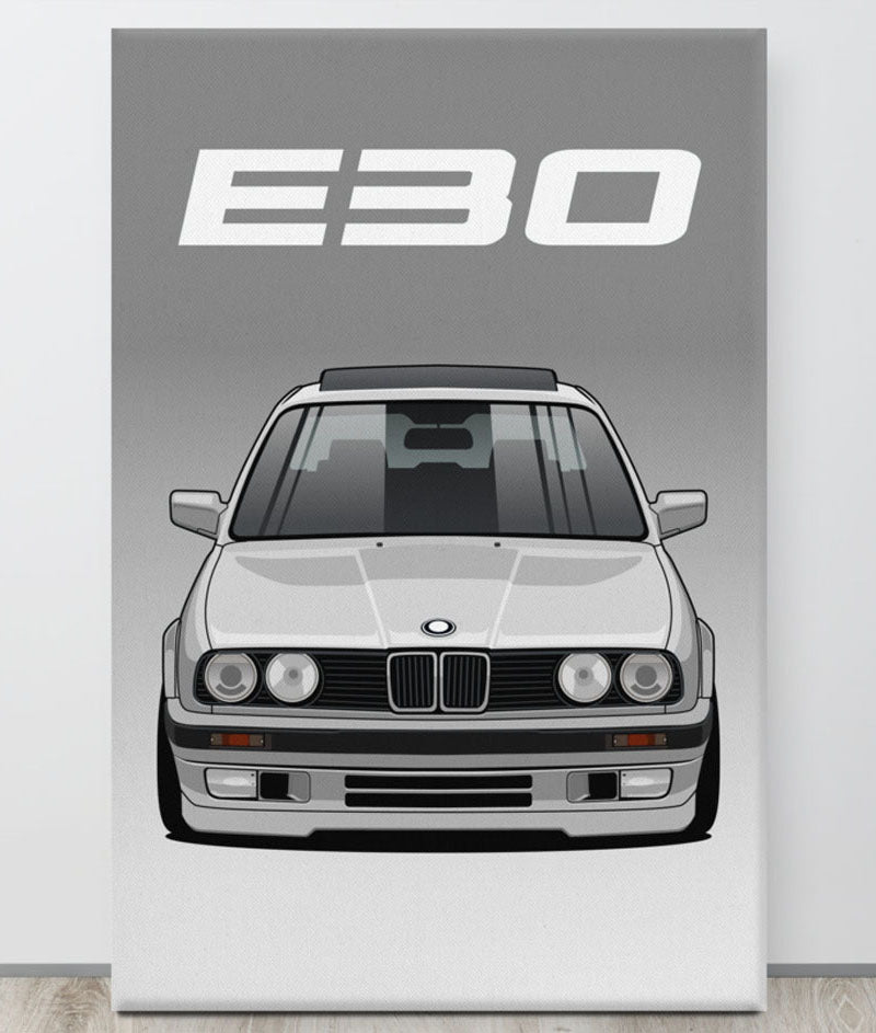 BMW E30 Alpine White Canva Wall Art