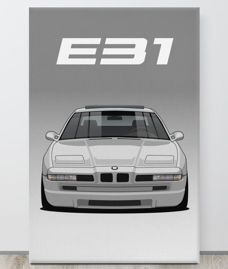 BMW E31 Alpine White Canva Wall Art