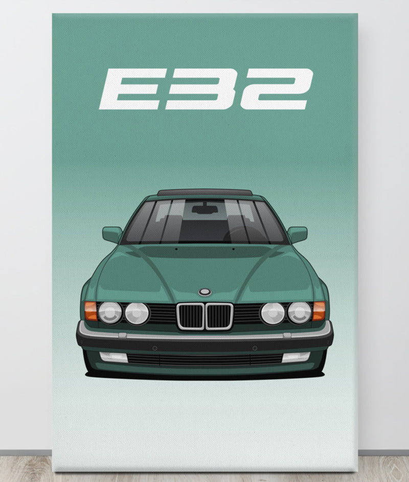 BMW E32 Islandgrun Canva Wall Art
