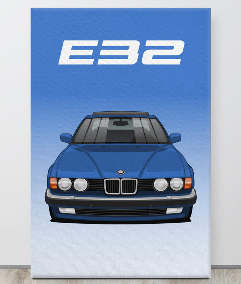 BMW E32 Lazurblau Canva Wall Art