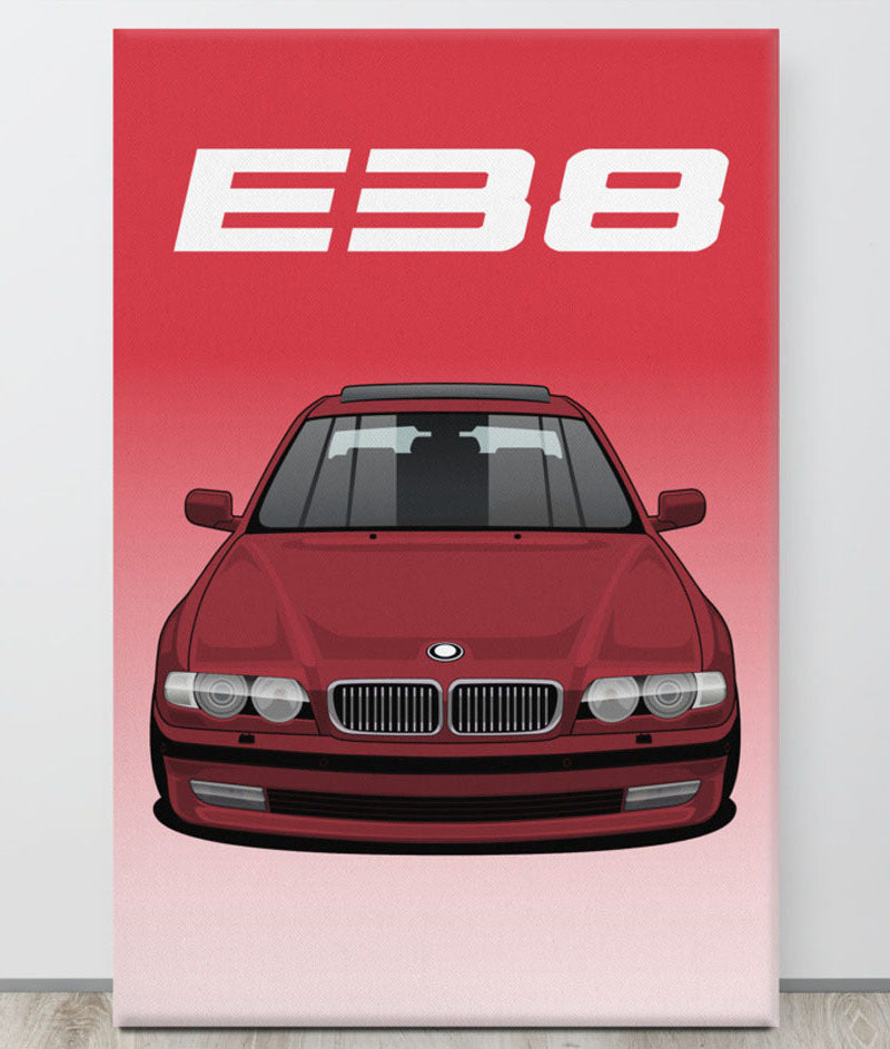 BMW E38 Calypso Rot Canva Wall Art