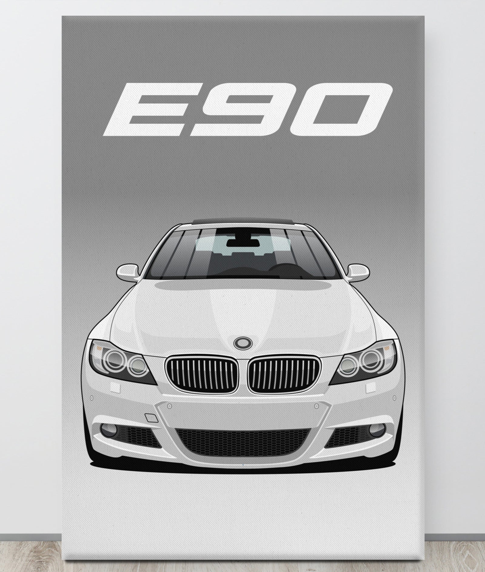 BMW E90 Alpine White Canva Wall Art