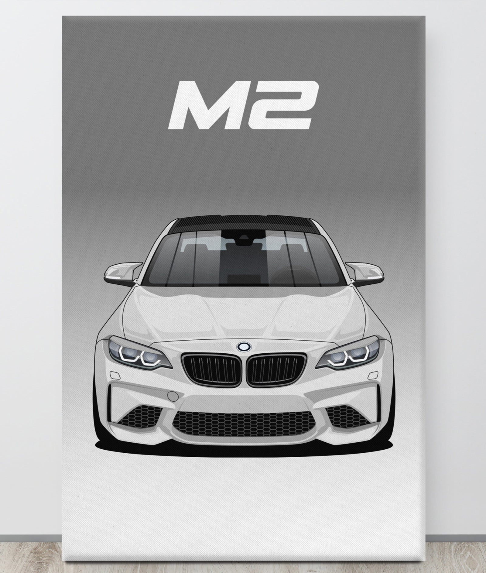 BMW M2/F87 Alpine White Carbon Roof Canva Wall Art