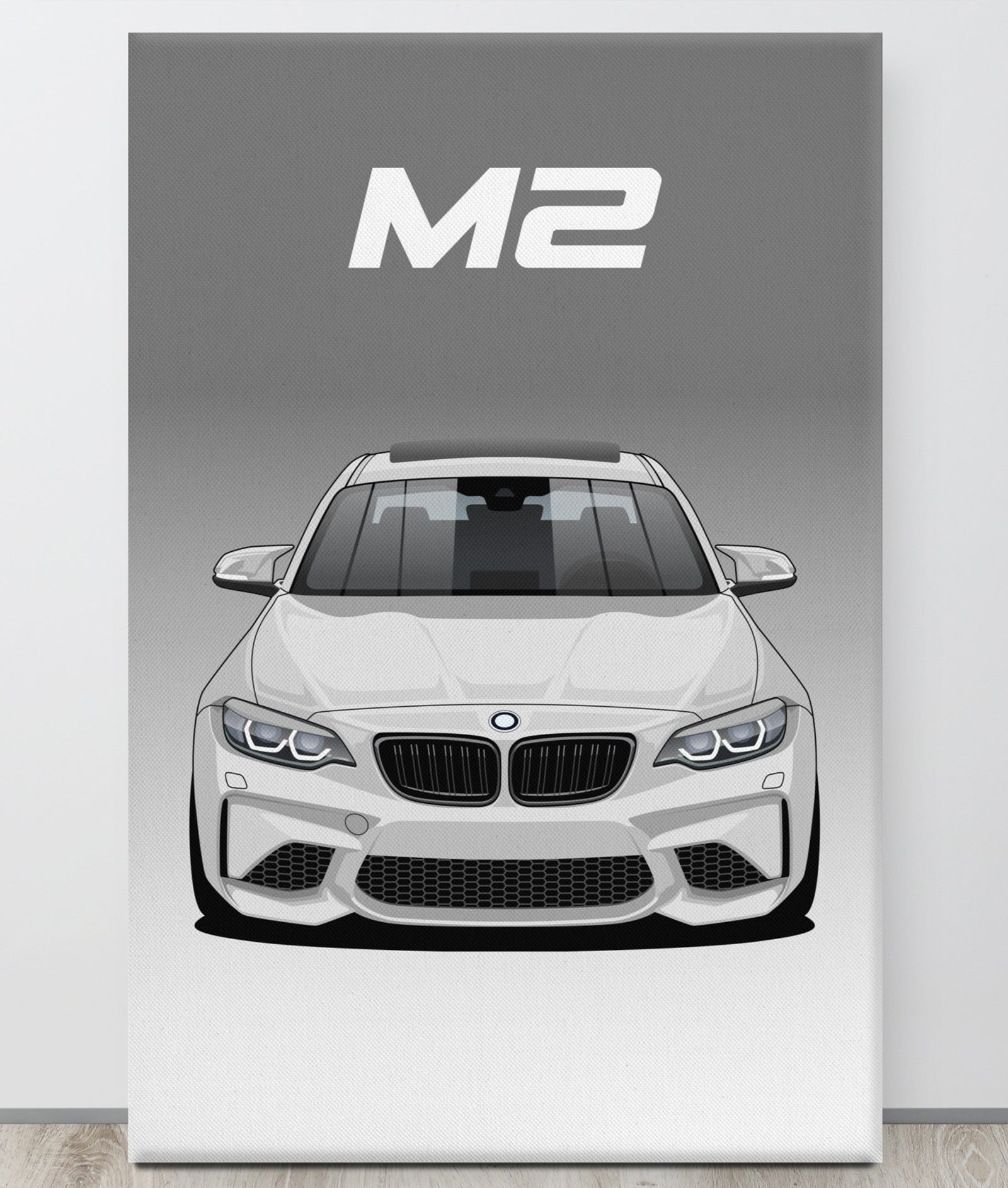 BMW M2/F87 Alpine White Sunroof Canva Wall Art