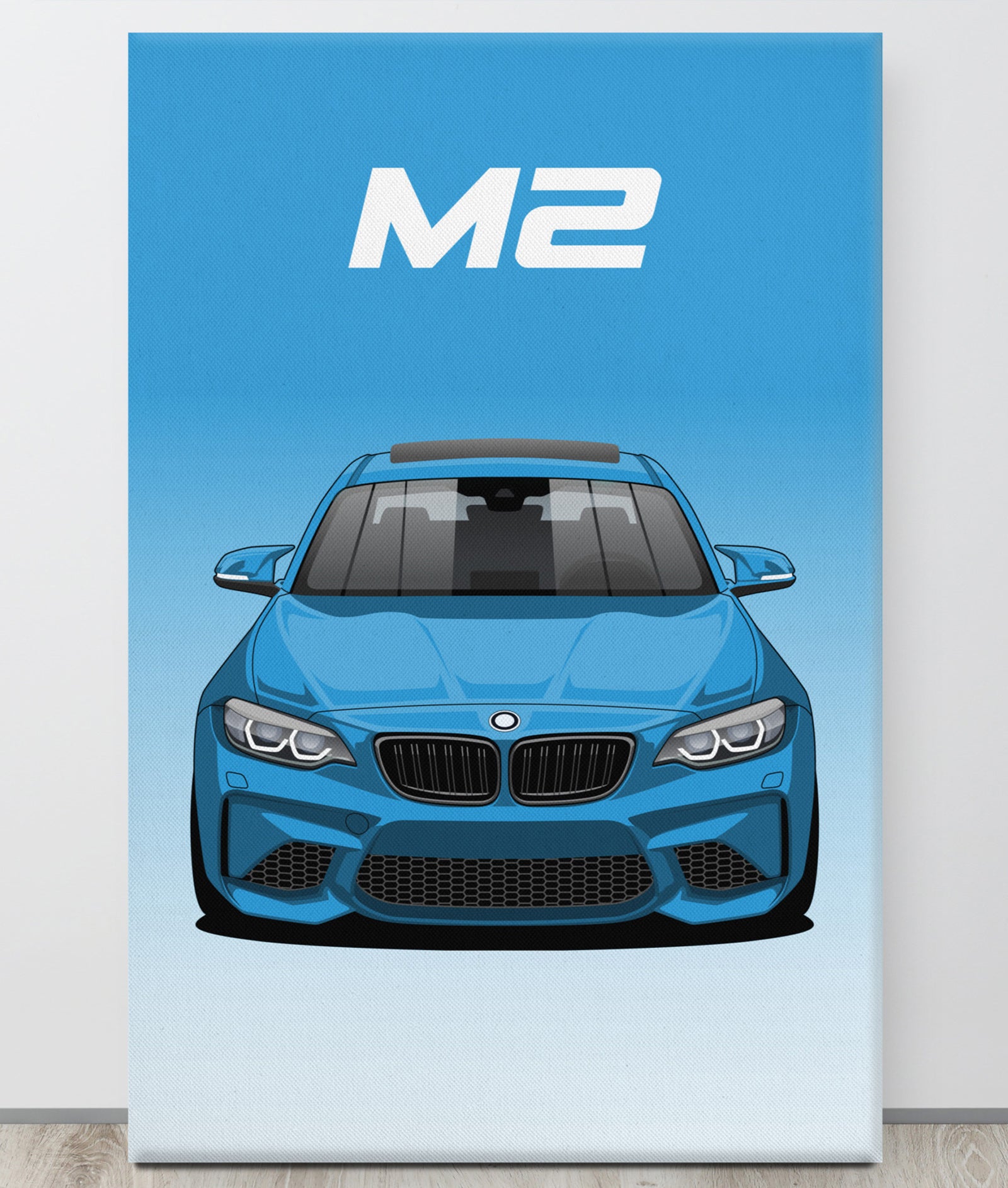 BMW M2/F87 Long Beach Blue Sunroof Canva Wall Art