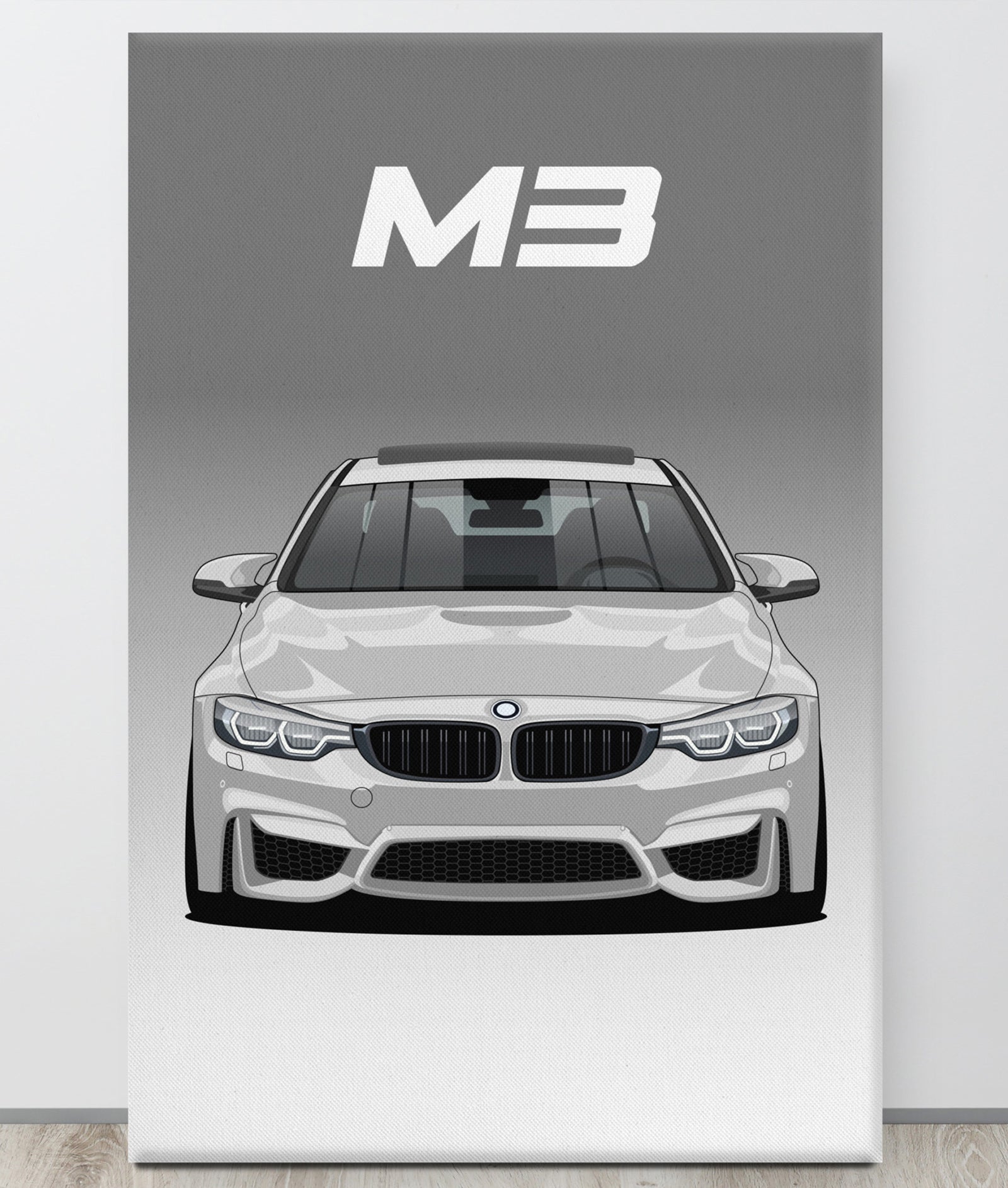 BMW M3/F80 Alpine White Sunroof Canva Wall Art