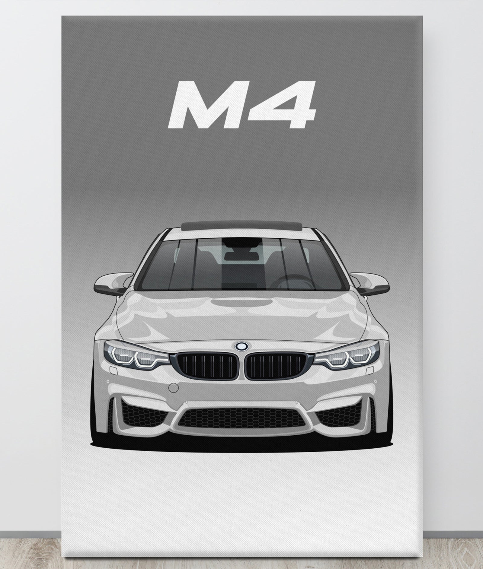 BMW M4/F82 Alpine White Sunroof Canva Wall Art