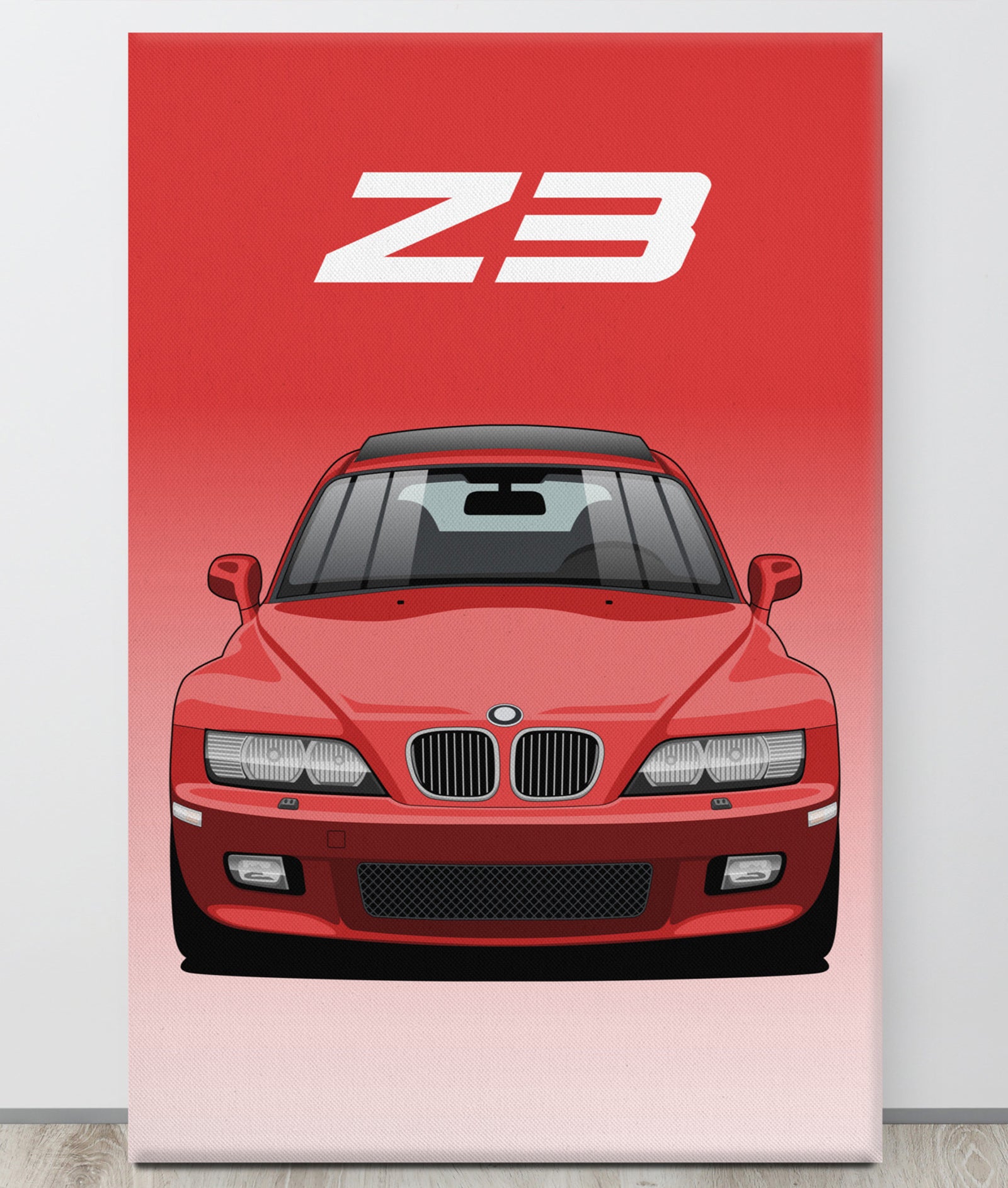 BMW Z3 Bright Red Canva Wall Art