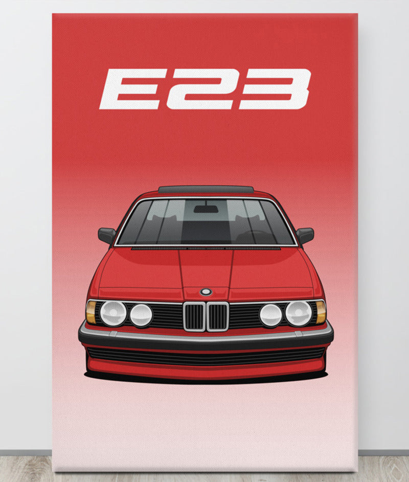 BMW E23 Henna Rot Canva Wall Art
