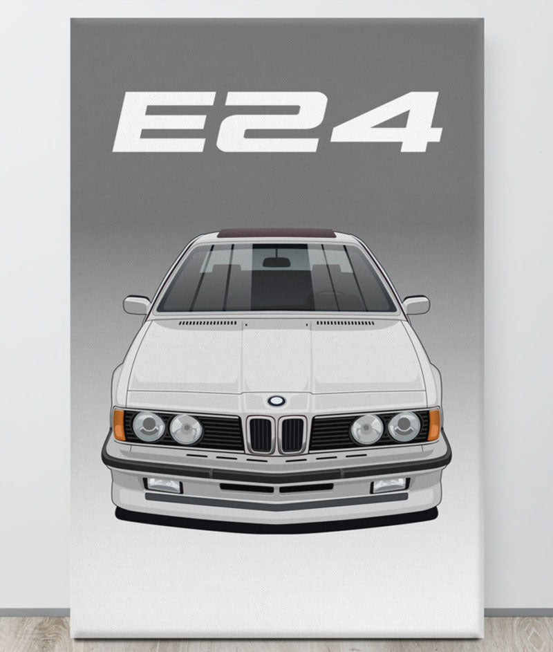 BMW E24 Alpine White Canva Wall Art