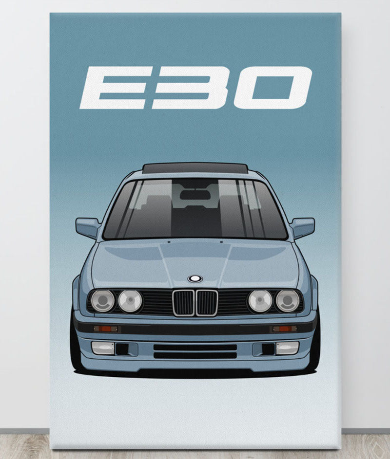 BMW E30 Saphirblau Canva Wall Art