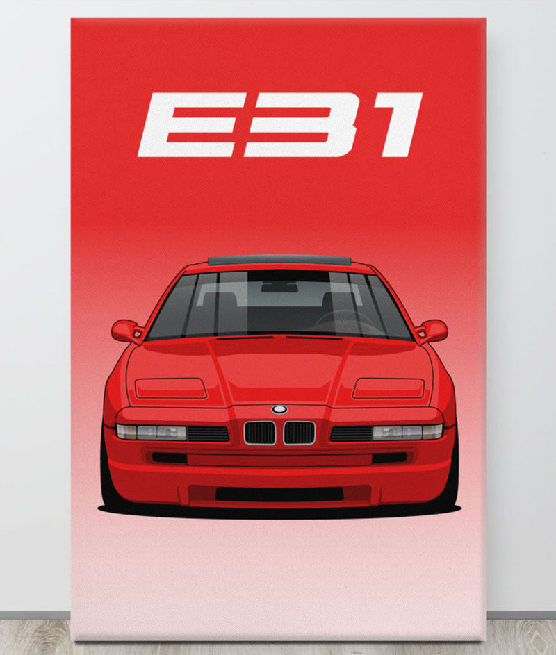 BMW E31 Brilliant Red Canva Wall Art