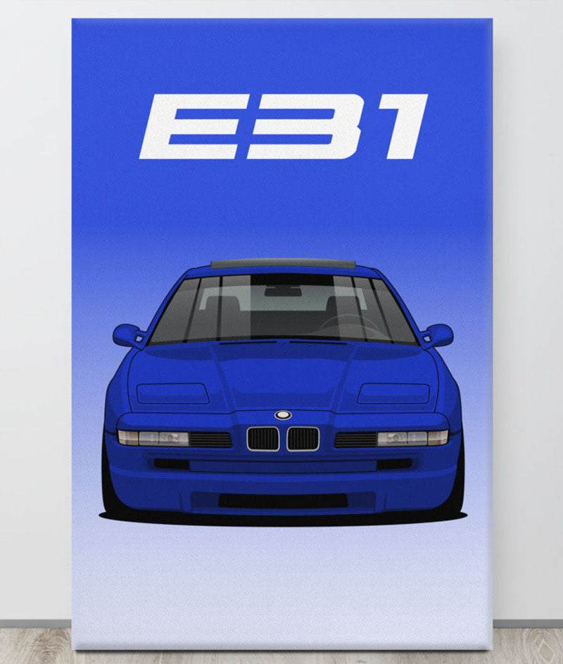 BMW E31 Mauritius Blue Canva Wall Art