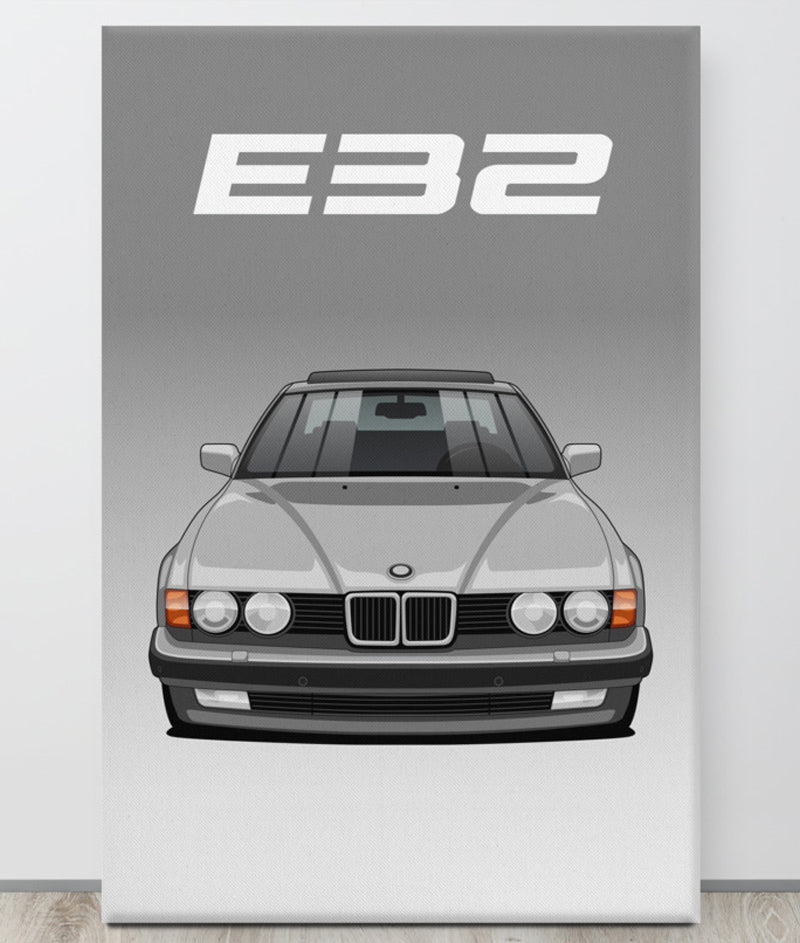 BMW E32 Alpinweiss Canva Wall Art