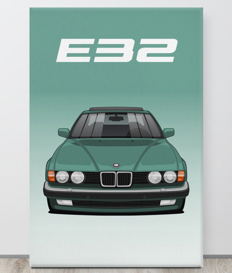 BMW E32 Islandgrun Canva Wall Art