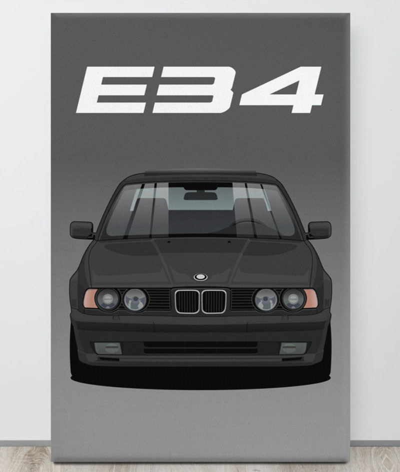 BMW E34 BlackCanva Wall Art