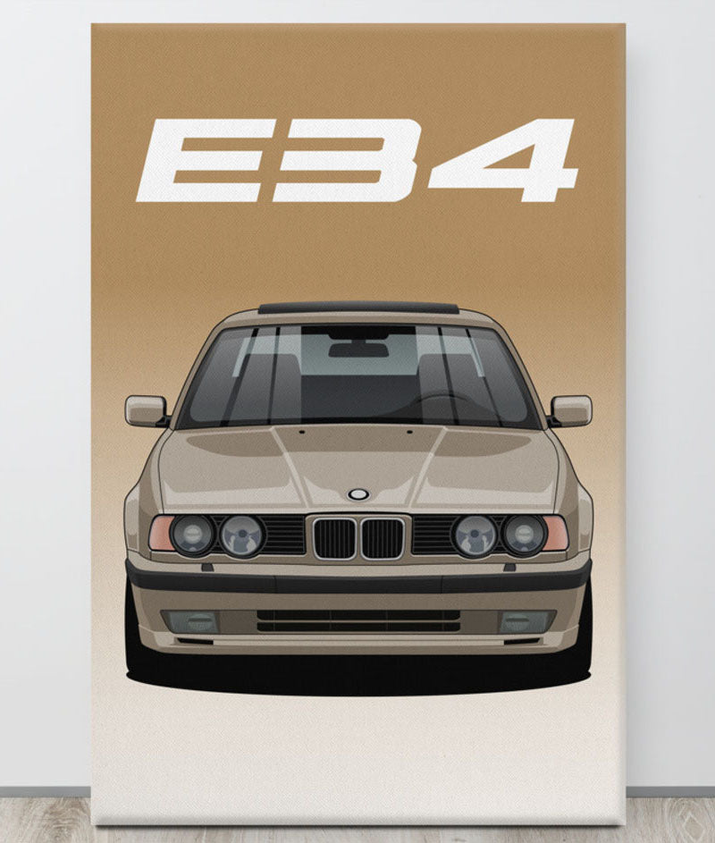 BMW E34 Bronzite Beige Canva Wall Art