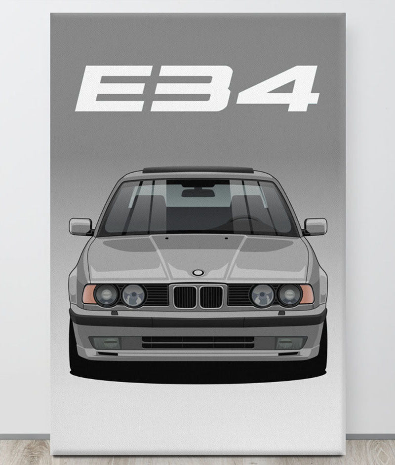 BMW E34 Granite Silver Canva Wall Art
