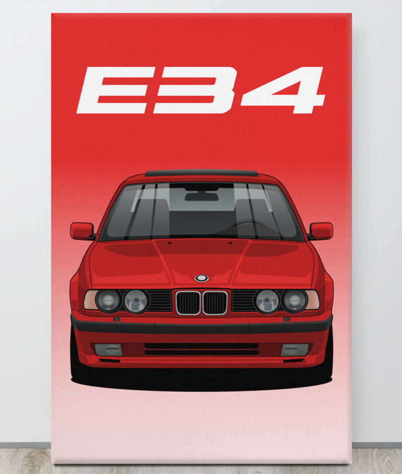 BMW E34 Hellrot Light Red Canva Wall Art