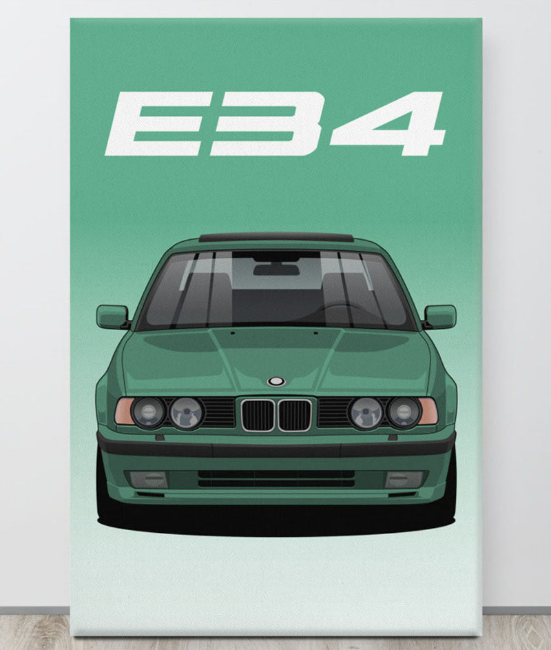 BMW E34 Island Green Canva Wall Art