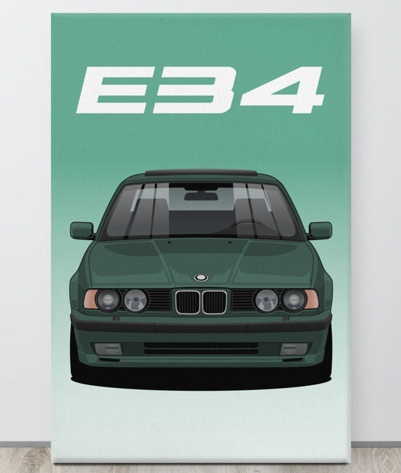 BMW E34 Oxford Green Canva Wall Art