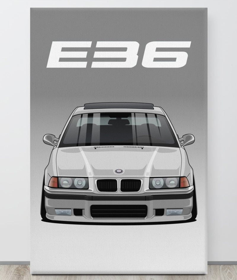 BMW E36 Alpine White Canva Wall Art