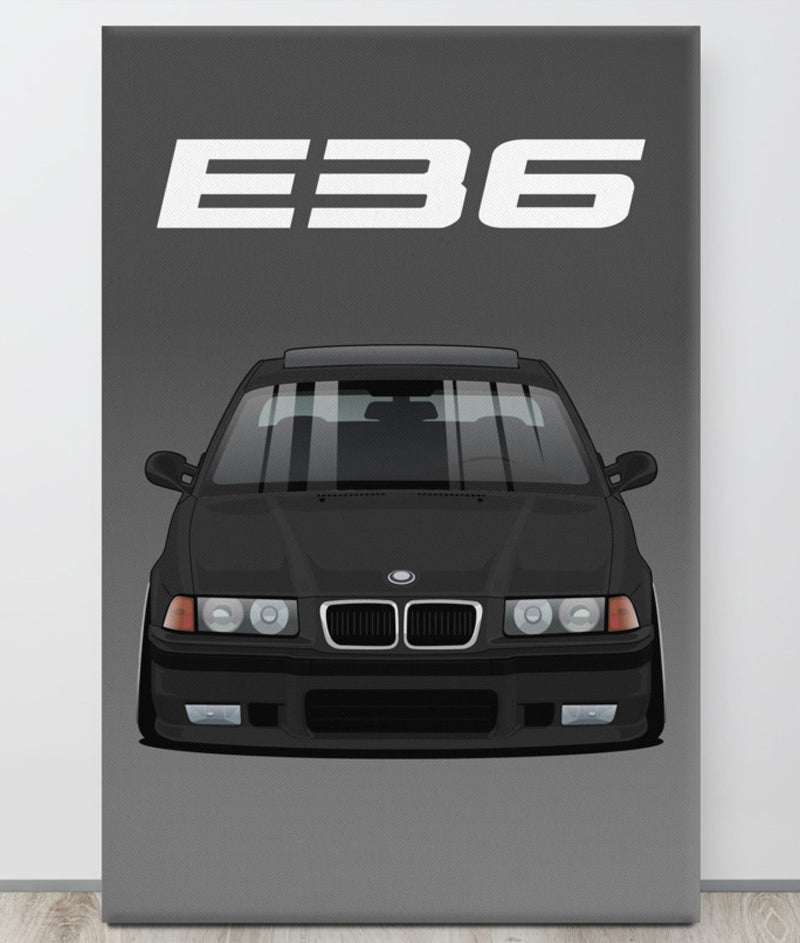 BMW E36 Black Canva Wall Art