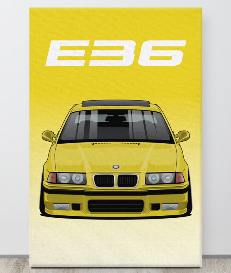 BMW E36 Dakar Yellow Canva Wall Art