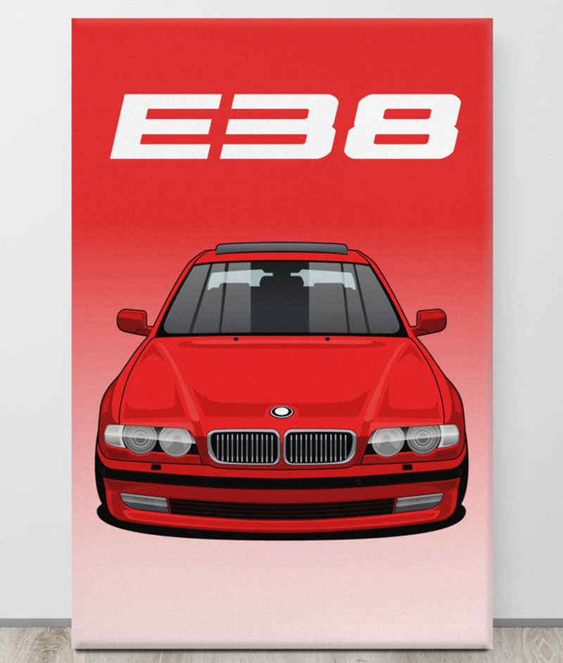 BMW E38 Imola Red Canva Wall Art