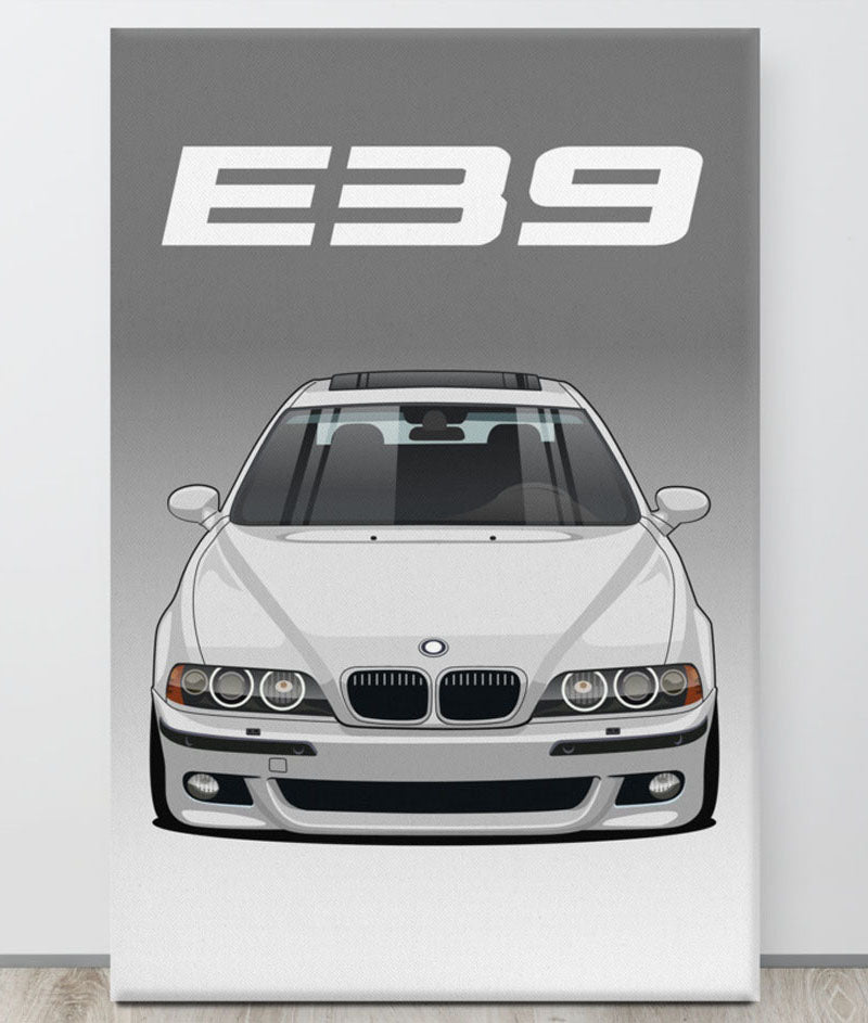 BMW E39 Alpine White Canva Wall Art