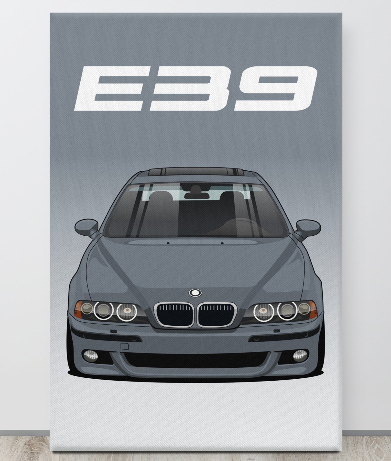 BMW E39 Anthracite Grey Canva Wall Art