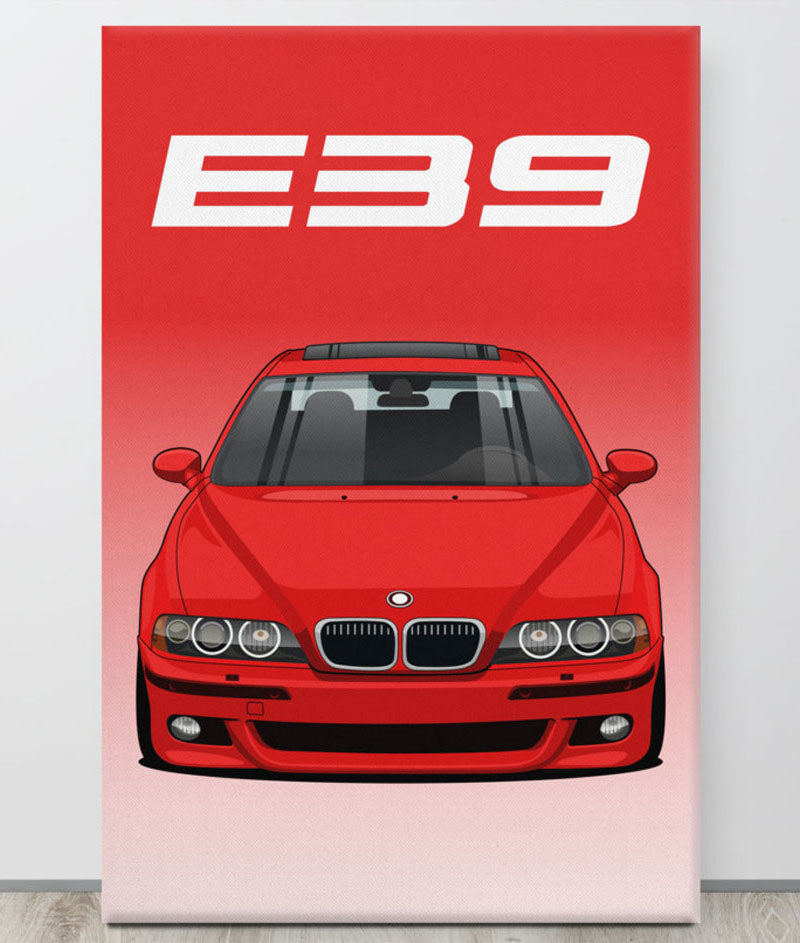 BMW E39 Imola Red Canva Wall Art