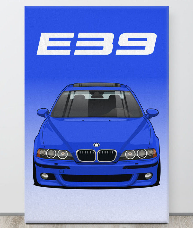 BMW E39 Topaz Blue Canva Wall Art