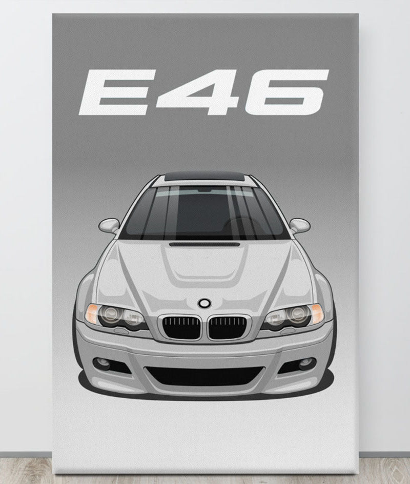 BMW E46 Alpine White Canva Wall Art