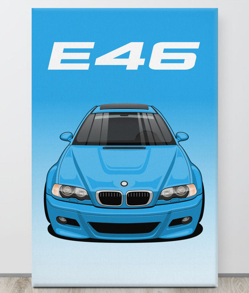 BMW E46 Laguna Seca Blue Canva Wall Art