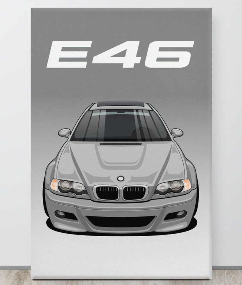 BMW E46 Titan Silver Canva Wall Art