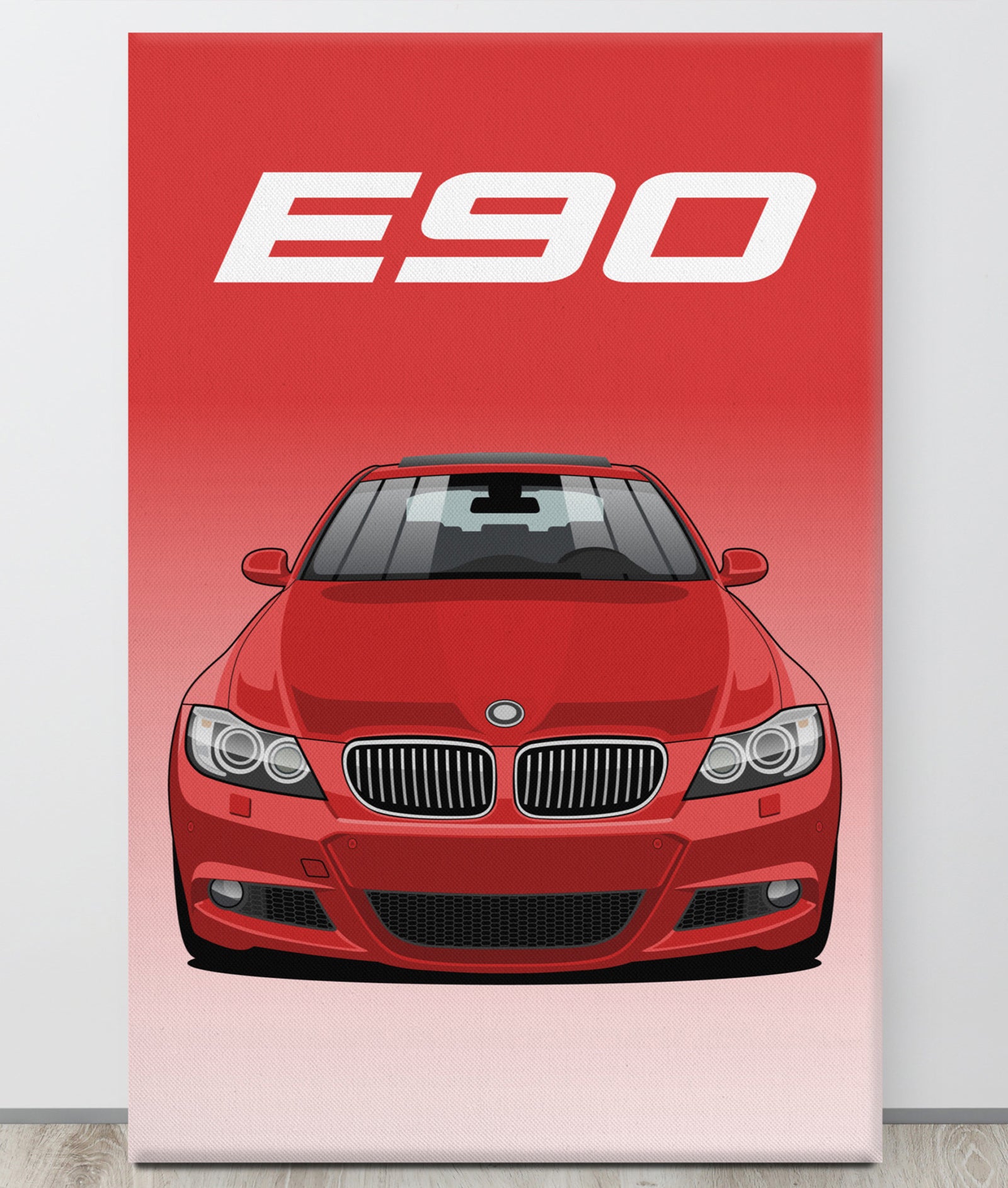 BMW E90 Cromson Red Canva Wall Art