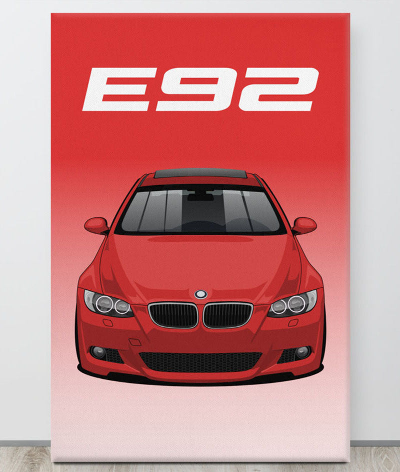 BMW E92 Crimson Red Canva Wall Art