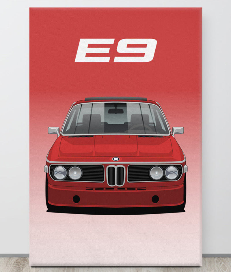 BMW E9 Verona Red Canva Wall Art