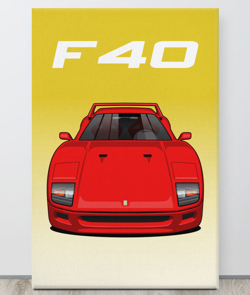 Ferrari F40 Rosso Corsa Canva Wall Art