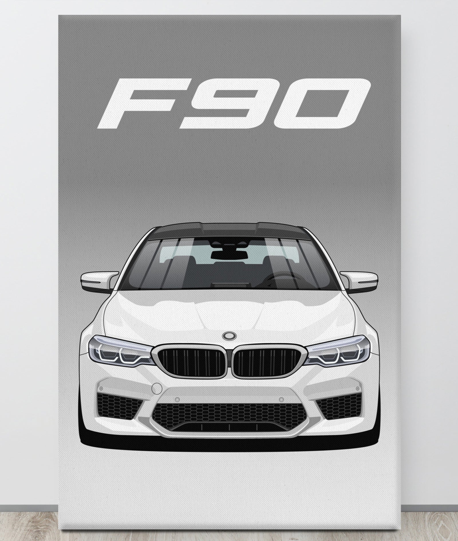 BMW F90 Alpine White Canva Wall Art