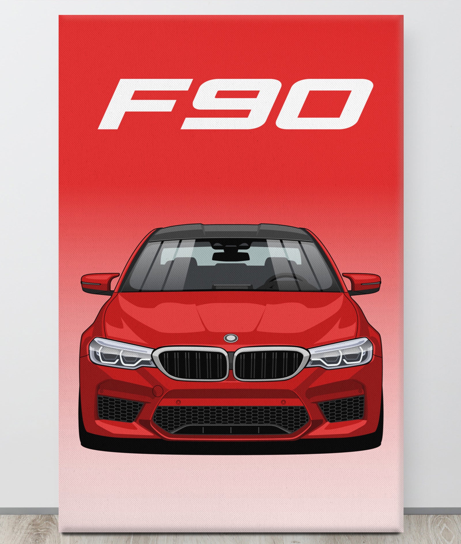 BMW F90 Ferrari Red Canva Wall Art
