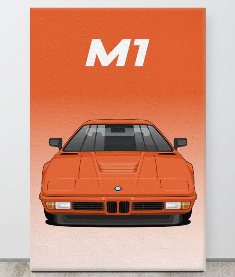 BMW M1 Fire Orange Canva Wall Art