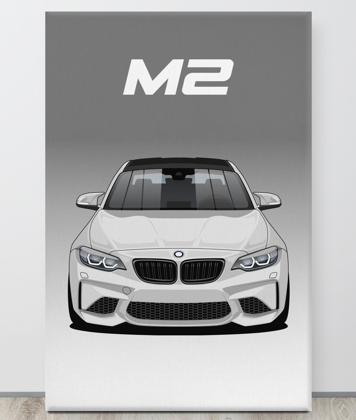 BMW M2/F87 Alpine White Carbon Roof Canva Wall Art