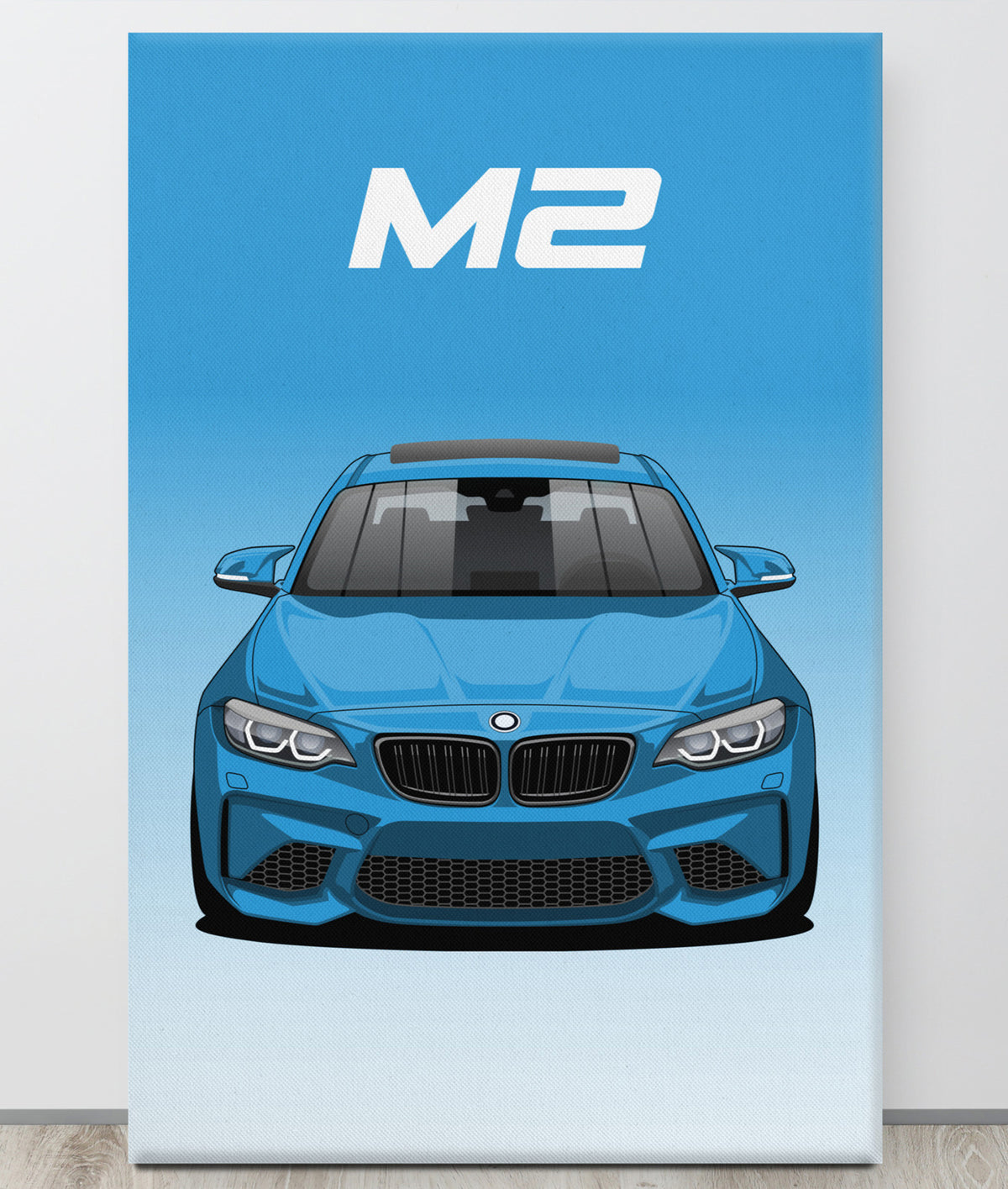 BMW M2/F87 Long Beach Blue Sunroof Canva Wall Art