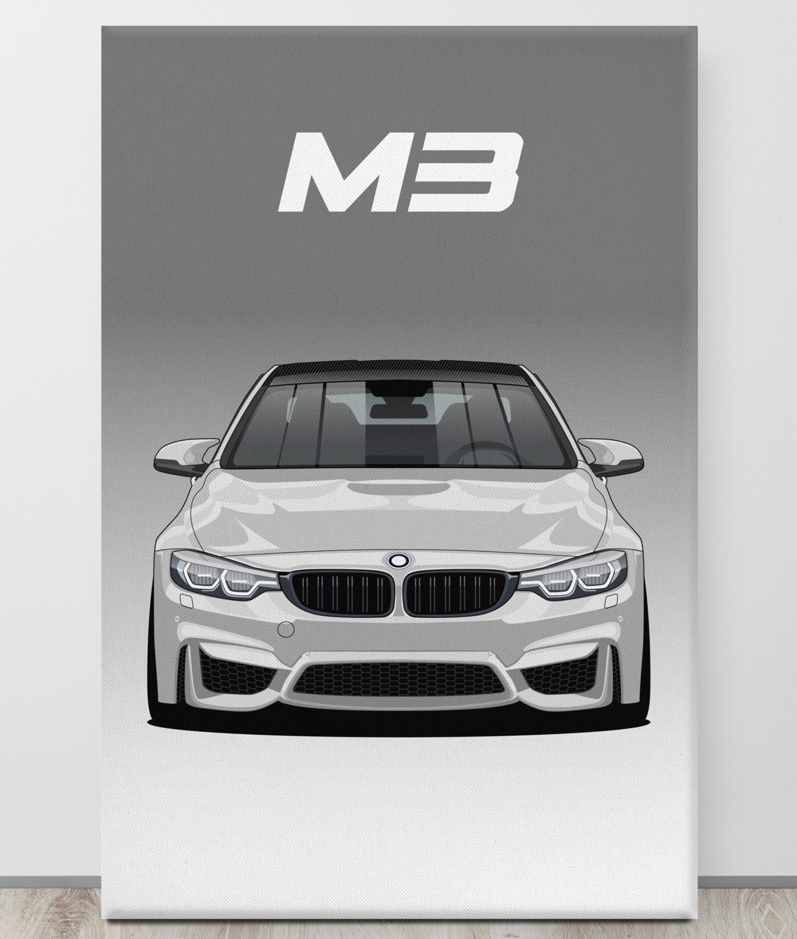 BMW M3/F80 Alpine White Carbon Roof Canva Wall Art