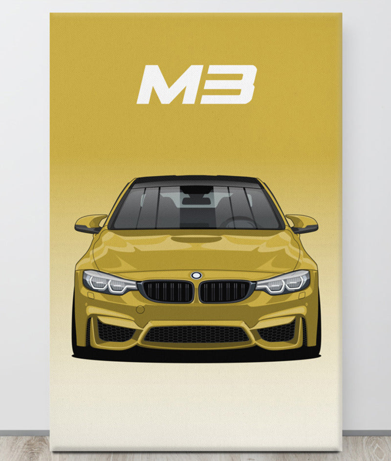 BMW M3/F80 Austin Yellow Carbon Roof Canva Wall Art