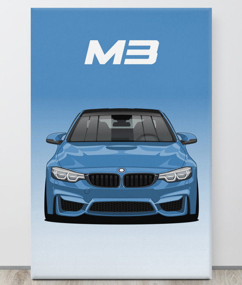 BMW M3/F80 Marina Blue Carbon Roof Canva Wall Art