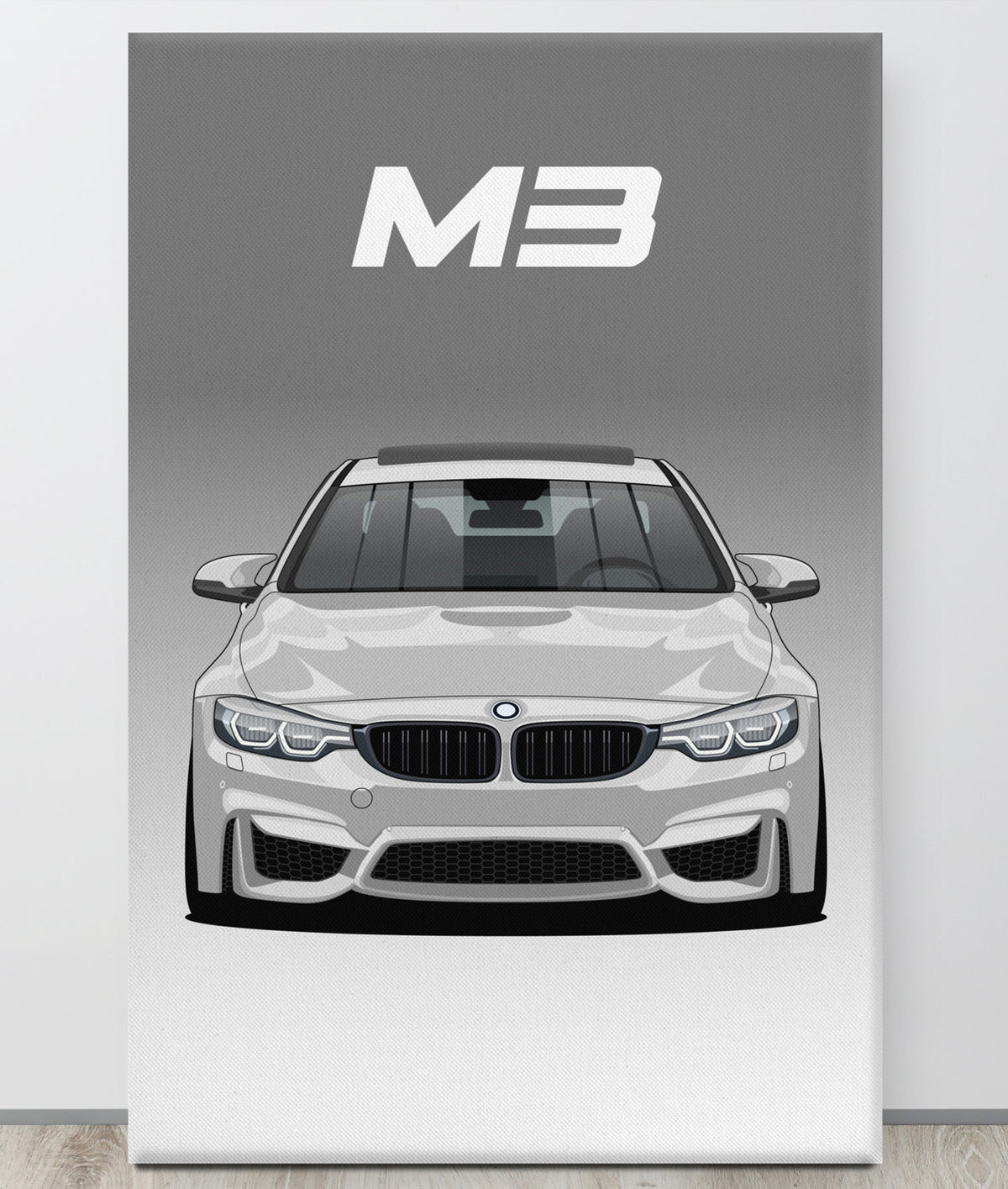 BMW M3/F80 Alpine White Sunroof Canva Wall Art